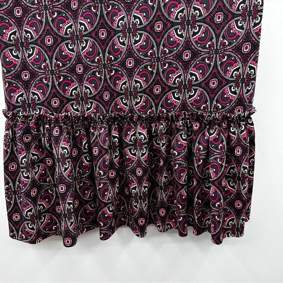 Agnes & Dora‎ Geometric Paisley Short Sleeve Relaxed Ruffle Tee Top Size L - Picture 3 of 9